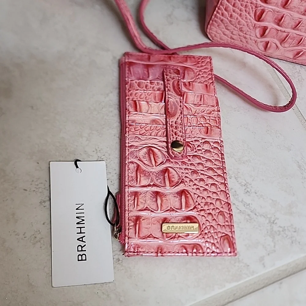 π©· π©· BRAHMIN Marley PINK PUNCH Crossbody & PINK PUNCH Credit Card Wallet π©· π©· - Picture 4 of 11